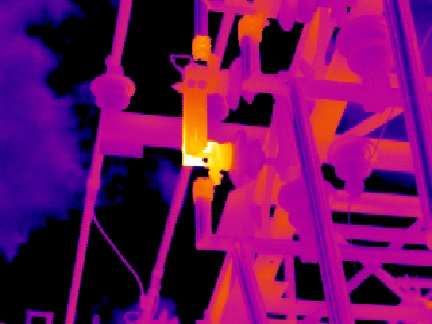 A close up of an image taken with the thermal camera