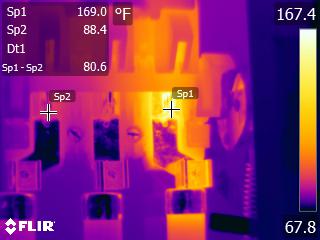 A thermal image of the wall in a house.