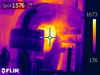A thermal image of the pipes in an industrial building.